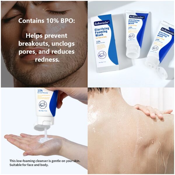 kf-Sb020cd935f844973be56a00c7245525bP Acne Foaming Wash Deep Cleaning Unclogs Pores Prevents Breakouts for Face & Body Moisturizers Reduces Redness Skin Care