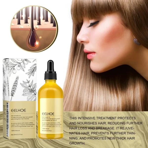 EELHOE Rosemary Oil Grows Hair Loss Treatment Bald Head Hair Regrowth Moisturizing Hair Scalp Massager Rosemary Essential Oil