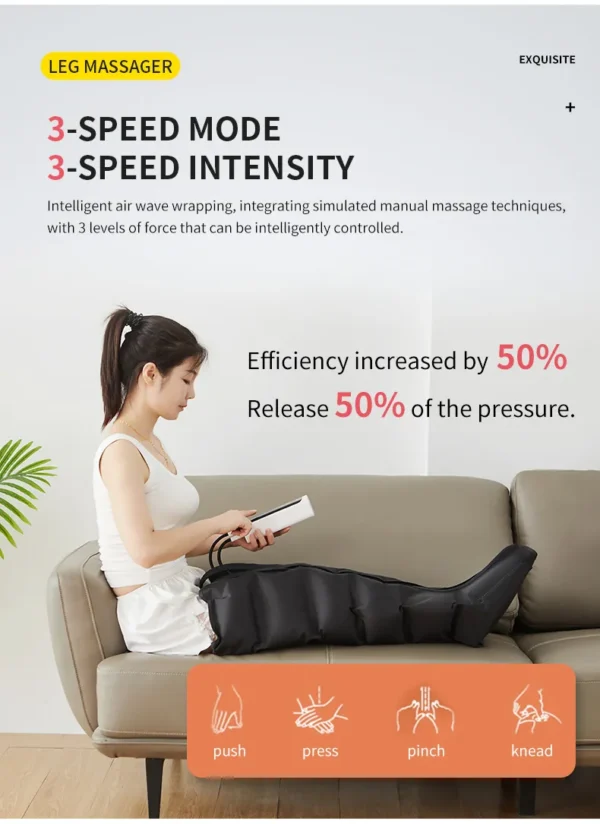 Air Pressure Leg Massager Foot Massage Boots Kneading Squeeze Deep Relaxation Calf With Remote Control