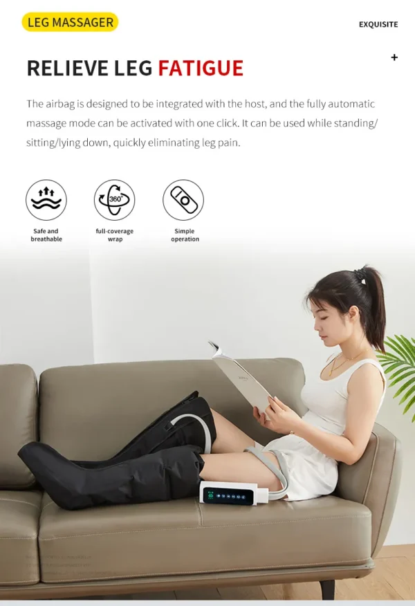 Air Pressure Leg Massager Foot Massage Boots Kneading Squeeze Deep Relaxation Calf With Remote Control