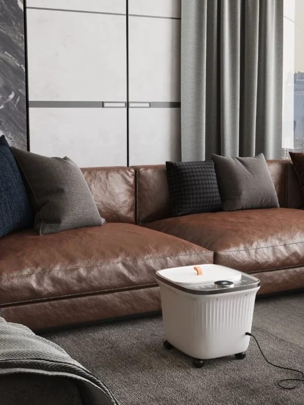 Multifunctional portable foot therapy basin for hydrotherapy, heated acupressure bubble foot stone bath massager