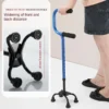 Double Curved Handrails Design Four-legged Crutches for Adults , Non-slip Four-corner Walking Stick,Get Up Walkers for Elderly