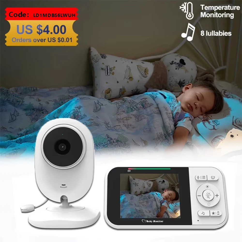 2.8 Inch Video Baby Monitor Night Vision Security Cam 2.4G Mother Kid 2 Way Audio Talk Video Surveillance Cam With Temperature