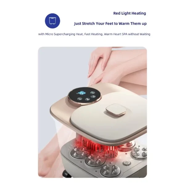 Multifunctional portable foot therapy basin for hydrotherapy, heated acupressure bubble foot stone bath massager