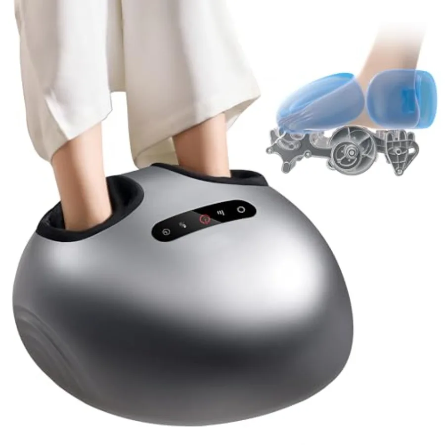 Foot Massager Machine with Heat Double Shear Massage Core for Plantar Fasciitis Relief Full Airbag Wrapping Shiatsu Foot Massag