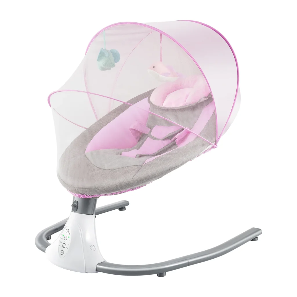 Baby Swings for Infants, Infant Swing with 4 Speeds, 12 Lullabies, Electric Swing for Baby, 3-Point Harness & Remote Control