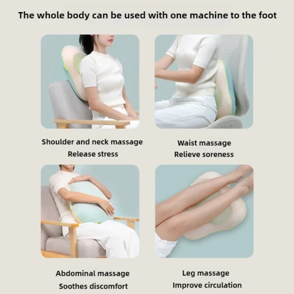 3D Kneading Heat Therapy Lumbar Back Massage Cushion–Antibacterial Fabric,Large Battery Portable Spine&Shoulder Pain Relief