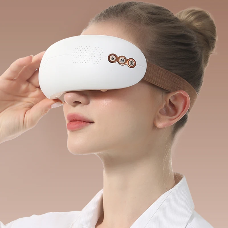 Ice and hot compress dual-use eye acupressure massager with 5 modes, one key switch between hot and cold