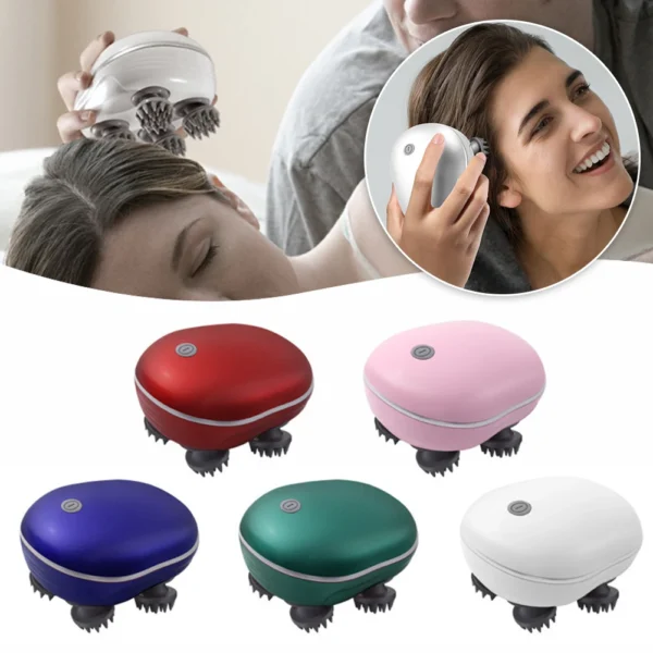 Electric Handheld Head Massager Antistress Relax Body Massage Relieving Muscle Tension Massager with Four Rotating Massage Heads