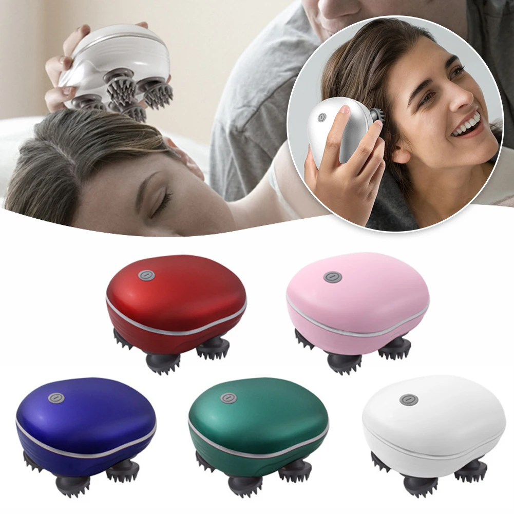 Electric Handheld Head Massager Antistress Relax Body Massage Relieving Muscle Tension Massager with Four Rotating Massage Heads