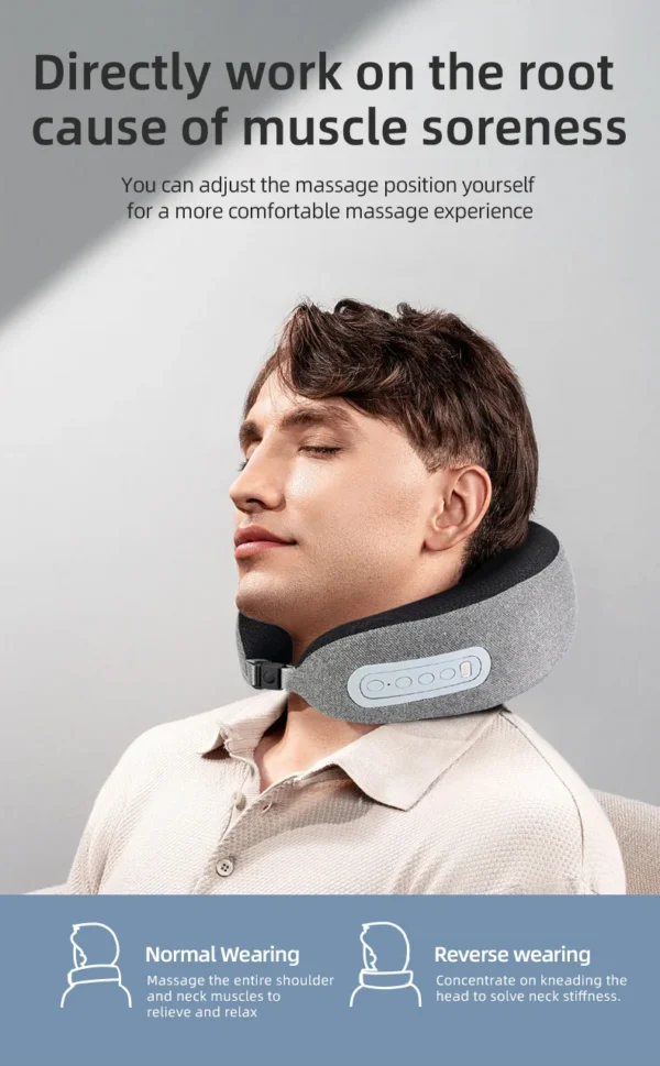 kf-Saa4fb351b15f42a791d91b652484b8e0w Smart Library U-Shaped Massage Pillow With Vibration Function For Neck And Head Body Massage Application