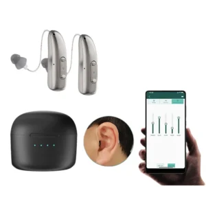 Self-Fitting OTC Hearing Aids, Mild to Moderate Hearing Loss Free APP Hearing Aid with Invisible Fit Noise Support audifonos