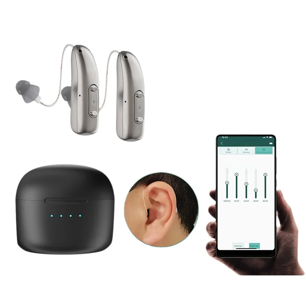Self-Fitting OTC Hearing Aids, Mild to Moderate Hearing Loss Free APP Hearing Aid with Invisible Fit Noise Support audifonos