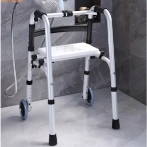 Walking Aids Walker with Seat for Seniors, Can Bath and Rehabilitation Rollator Walker, Four-legged Cane Hand-held Support Frame