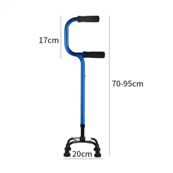 Double Curved Handrails Design Four-legged Crutches for Adults , Non-slip Four-corner Walking Stick,Get Up Walkers for Elderly
